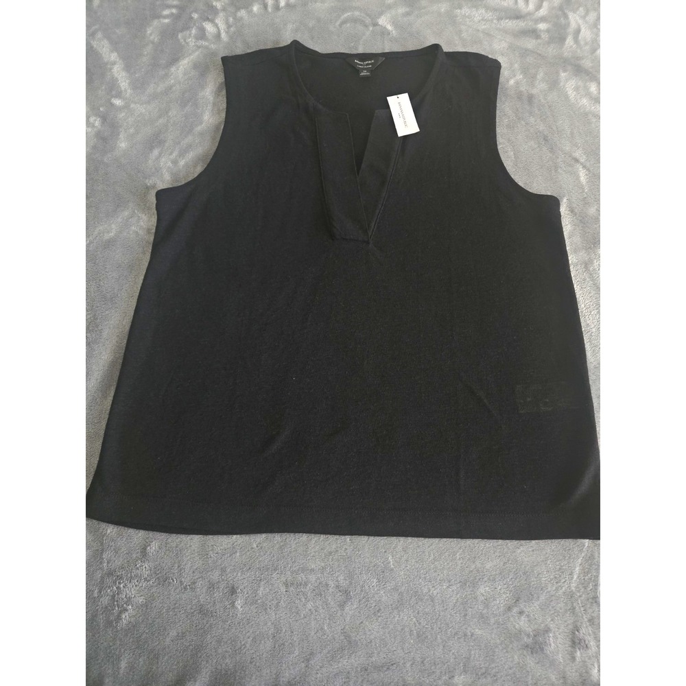 Banana Republic Linen Blend Knit V-Neck Sleeveless Tank Top Black Women's M NWT